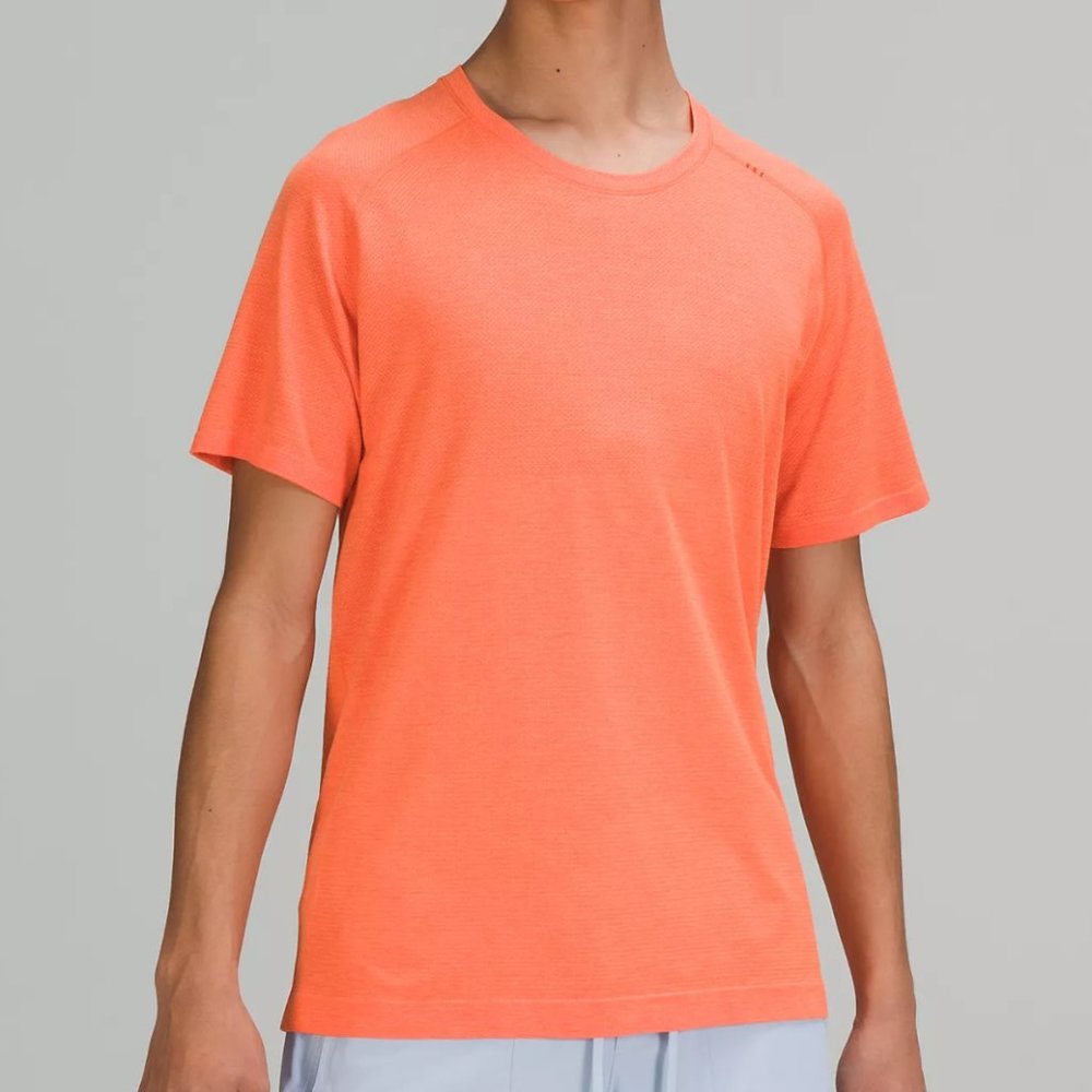 LuLuLemon Metal Vent Tech Short Sleeve Shirt 2.0, Warm Coral/Highlight Orange
